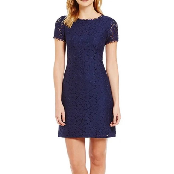 Adrianna Papell Navy Blue Sheath Dress, Size 4 - Picture 1 of 9